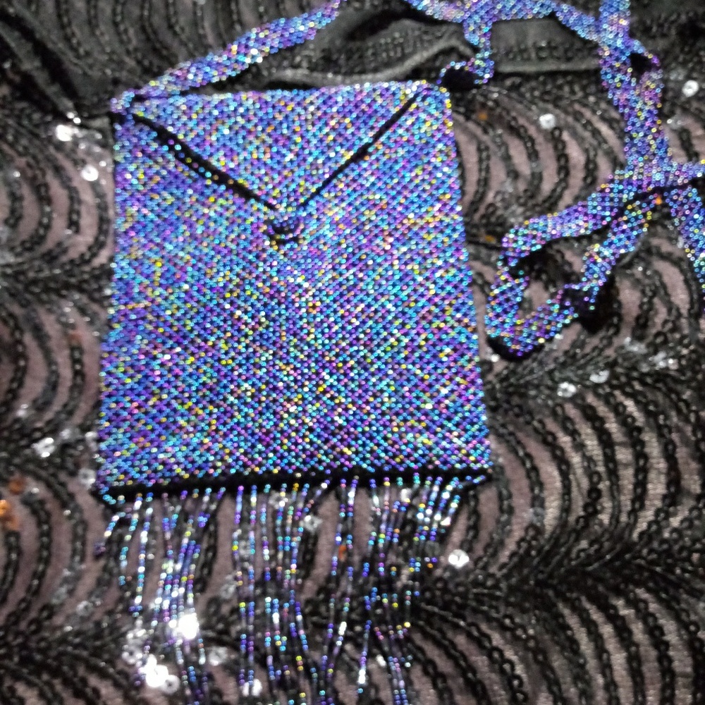Vintage Boho Glass Beaded Crossbody Handbag